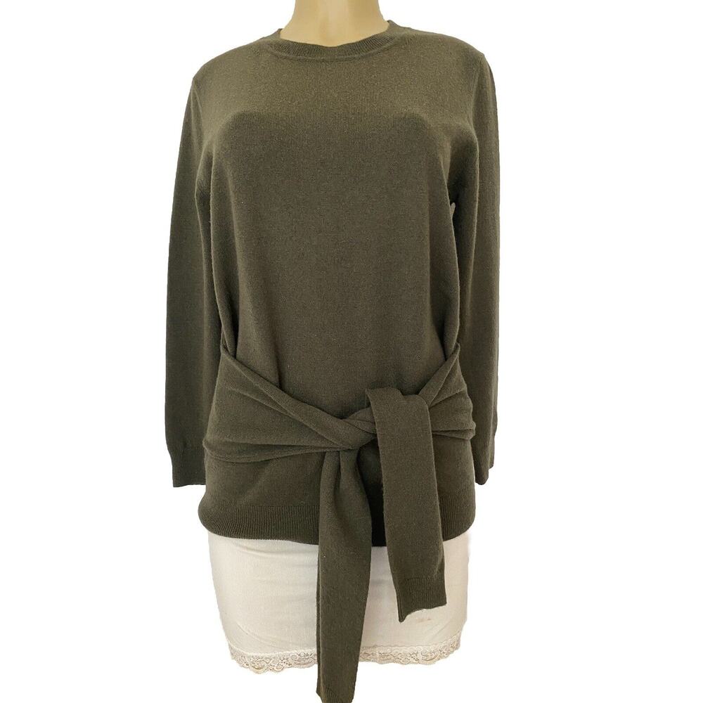 Sandro Wool Cashmere Crew Neck Sweater Pullover Long Sleeve Tie Waist Gr…